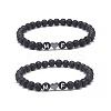 2Pcs Natural Lava Rock Stretch Bracelets Set BJEW-JB08673-01-1