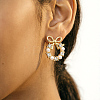 Brass Micro Pave Cubic Zirconia Stud Earrings for Women HC2180-1