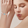 8Pcs 2 Colors Brass Sky Blue Cubic Zirconia Connector Charms KK-BBC0018-19-5