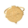 Flat Round with Compass 304 Stainless Steel Open Cuff Ring for Women RJEW-F161-02G-01-2