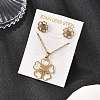 Flower 201 Stainless Steel Pendant Necklaces & Stud Earrings Sets for Women SJEW-Q025-04G-1