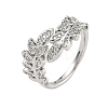 Brass Micro Pave Cubic Zirconia Cuff Rings for Women RJEW-D322-05P-4