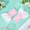 Bowknot Cotton Womens Knitting Floral Lace Wrist Cuffs For Wedding Party AJEW-WH20060-34A-3