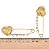Hammered Heart 304 Stainless Steel Safety Pins Brooch Findings SA-CBA098D-15D-G05-3