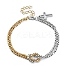 304 Stainless Steel Hollow Cross Charm Bracelet with Double Layer Box Chains LS-BJEW-A002-01-1