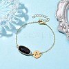 Natural Black Onyx(Dyed & Heated) Faceted Oval Link Bracelets BJEW-JB10263-01-2