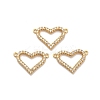 Brass Micro Pave Clear Cubic Zirconia Heart Frame Connector Charms KK-H515-11B-G-1
