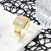 Brass Micro Pave Clear Cubic Zirconia Open Cuff Rings for Women RJEW-M026-02G-03-1