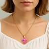 5Pcs 5 Colors Alloy Heart with Evil Eye Pendant Necklace for Women NJEW-HY0001-24-5
