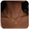 Alloy Initial Pendant Double Layer Necklaces for Women Men WG365C5-20-1