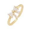 Rack Plating Brass Micro Pave Clear Cubic Zirconia Cuff Rings for Women RJEW-M028-55G-2