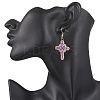 304 Stainless Steel Glass Seeds Cross Dangle Earrings EJEW-MZ00506-03-2