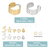 DIY Moon & Star & Shell & Heart Charms Cuff Ring Making Kits DIY-DR0001-23-2