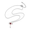 Brass Cubic Zirconia Wing Cross Pendant Necklaces for Women NJEW-C067-07P-01-4