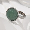 Half Round Natural Green Aventurine Finger Rings RJEW-M062-01P-21-5