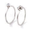Flower 304 Stainless Steel Finger Ring Set for Women RJEW-C086-28-P-1