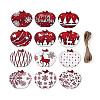 12Pcs UV Single Face Printed Wood Pendant Decorations WOOD-N020-44-1