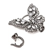 Brass Micro Pave Clear Cubic Zirconia Fold Oval Clasps KK-S388-16B-2