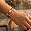 2Pcs 2 Styles Adjustable Brass Round Beads Braided Bracelets SQ0566-3-1