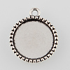 Tibetan Style Alloy Flat Round Pendant Cabochon Settings X-TIBEP-M022-39AS-1