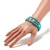 Synthetic Turquoise & Natural Lava Rock Round Beads Stretch Bracelets Set BJEW-JB07465-3