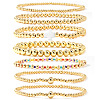 7Pcs Brass Round Beaded Bracelets for Women SB9067-5-1