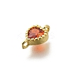 Heart Brass Cubic Zirconia Connector Charms KK-P295-34G-01-2