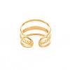 Ion Plating(IP) 304 Stainless Steel Triple Line Open Cuff Ring for Women RJEW-S405-171G-2