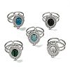 Oval 304 Stainless Steel Open Cuff Rings STAS-Z060-12P-1