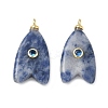 Brass & Natural Blue Spot Jasper & Cubic Zirconia Pendants GG-CBAD360-20G-03-1