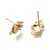 Brass Cubic Zirconia Stud Earring Finding KK-Q048-15G-2