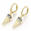 Brass Micro Pave Colorful Cubic Zirconia Dangle Hoop Earrings EJEW-S208-069-2