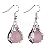 Natural Rose Quartz Palm Dangle Earrings EJEW-A092-09P-18-3