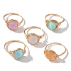 Round Natural Selenite Finger Rings RJEW-JR00763-1