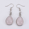 Natural Rose Quartz Dangle Earrings EJEW-F133-02G-1