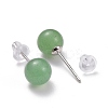 Crackle Round Green Aventurine Dainty Stud Earrings for Girl Women EJEW-M202-04C-2