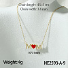 Mother's Day Brass Micro Pave Clear Cubic Zirconia Pendant Necklaces with Red Enamel FS-WG67A5B-13-1