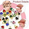 24Pcs 12 Colors Heart Rack Plating Brass Glass Charms KK-FS0001-39-2