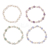 Natural & Synthetic Gemstone & Natural Cultured Freshwater Pearl & Brass Beads Stretch Bracelets for Women BJEW-JB12814-2