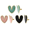 Heart 201 Stainless Steel Enamel Stud Earrings EJEW-Z151-12G-02-2