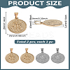 2Pcs 2 Colors 304 Stainless Steel Pendants STAS-LP0003-92F-2
