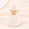 304 Stainless Steel Micro Pave Cubic Zirconia Cuff Open Rings RJEW-D336-01G-05-5