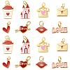 16Pcs 8 Styles Valentine's Day Brass Enamel Pendants KK-BBC0028-93-1