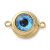 304 Stainless Steel & Acrylic Blue Evil Eye Connector Charms STAS-M091-01G-1
