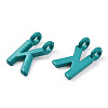 Rack Plating Spray Painted Alloy 2-Loop Link Pendants PALLOY-N176-01K-3