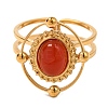 Oval Natural Carnelian Finger Rings RJEW-Q822-30G-02-2