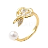 Brass Micro Pave Cubic Zirconia Cuff Rings RJEW-P166-03G-01-4