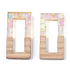 Transparent Resin & White Wood Pendants RESI-N039-27-3