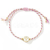 Handmade Flat Round with Cross Brass Resin Beaded Adjustable Bracelets RY0918-1-1