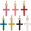 14Pcs 7 Colors Real 18K Gold Plated Eco-Friendly Rack Plating Brass Enamel Pendants KK-BBC0018-80-1